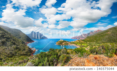 Amazing view of Girolata bay in natural reserve of Scandola. Amazing view of Girolata bay in natural reserve of Scandola. 140375044