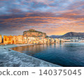 Unbelivable evening cityscape of Cefalu city. 140375045
