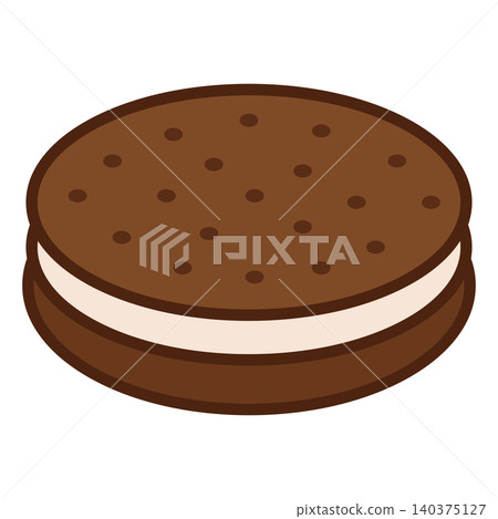Simple cream sandwich cookie icon Simple cream sandwich cookie icon 140375127