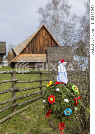 Morana effigy decorating a Czech folk house 140375545