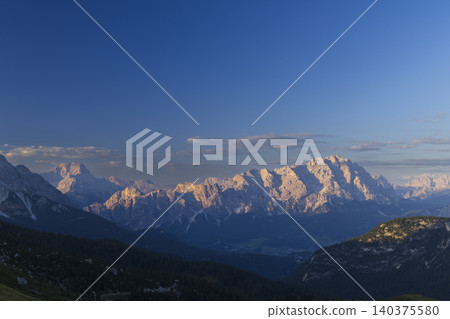 Dolomites mountain range at sunset in Italy Dolomites mountain range at sunset in Italy 140375580