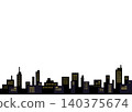 夜景城市背景插圖，以摩天大樓輪廓為特色的邊框素材。 140375674