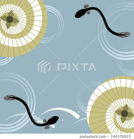 Eel and Japanese umbrella background (square) 140376023