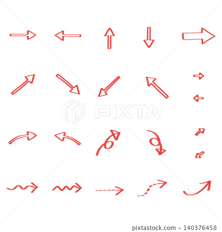 Hand-drawn style arrow set, red Hand-drawn style arrow set, red 140376458