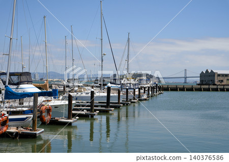 Sailboat marina with Bay Bridge view in San Francisco waterfront 140376586