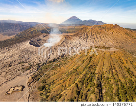 Amazing Mount Bromo volcano during sunrise from king kong viewpoint on Mountain Penanjakan in Bromo Tengger Semeru National Park,East Java,Indonesia.Nature landscape background 140376771