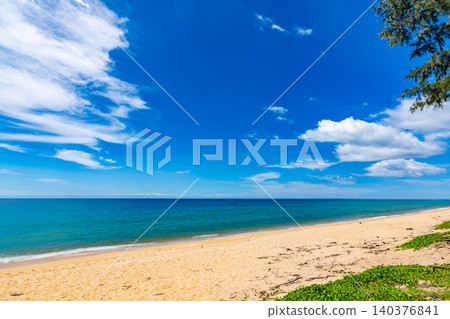 Beautiful beach and sea with clear blue sky background Beautiful beach and sea with clear blue sky background 140376841