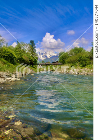 Himekawa River and the Northern Alps (Hakuba Village, Nagano Prefecture) Himekawa River and the Northern Alps (Hakuba Village, Nagano Prefecture) 140377044