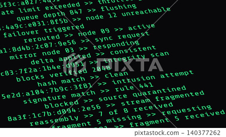 Green Network Security Code Screen Angled Illustration 140377262