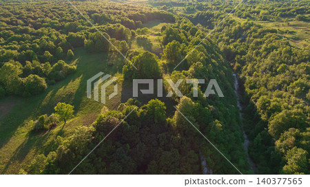 Aerial View Dreznik Village Fields Near Plitvice Lakes Croatia 140377565