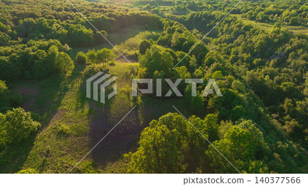 Aerial View Dreznik Village Fields Near Plitvice Lakes Croatia 140377566