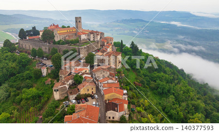 Motovun Medieval Hilltop Fortress Town Aerial View Istria Motovun Medieval Hilltop Fortress Town Aerial View Istria 140377593