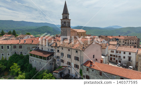 Buzet Town Aerial View Truffle Capital Istria Region Croatia Buzet Town Aerial View Truffle Capital Istria Region Croatia 140377595