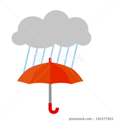 Illustration of a red umbrella and rain Illustration of a red umbrella and rain 140377803