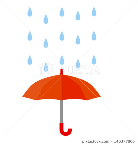 Illustration of a red umbrella and rain Illustration of a red umbrella and rain 140377806