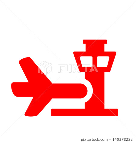 機場圖示（紅色），代表飛機和控制塔。 140378222