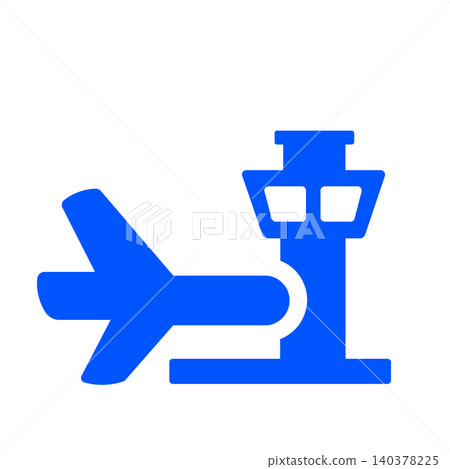 Airport icon (blue) representing an airplane and control tower. Airport icon (blue) representing an airplane and control tower. 140378225