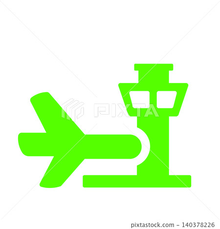 機場圖示（綠色），代表飛機和控制塔。 140378226