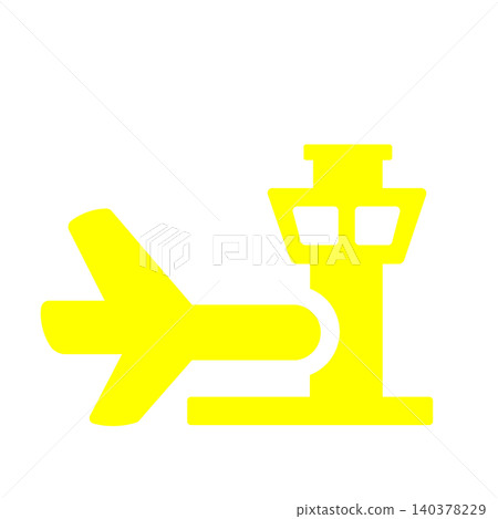 機場圖示（黃色），代表飛機和控制塔。 140378229