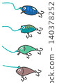 An illustration of artificial lures used in lure fishing as a hobby. 140378252