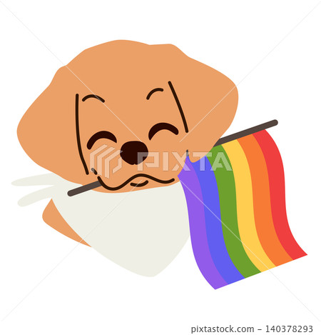 Cute Dog Avatar with Rainbow Flag Cute Dog Avatar with Rainbow Flag 140378293