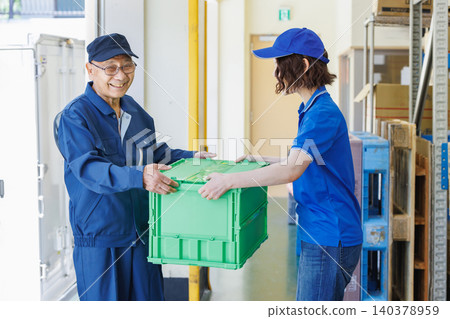 Female driver working in a warehouse 140378959