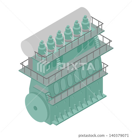 Isometric illustration: Engine of a large ship Isometric illustration: Engine of a large ship 140379071