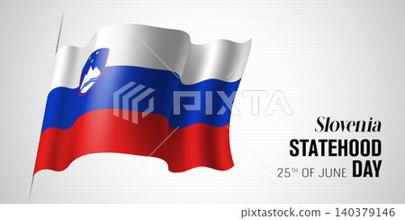 Slovenia happy statehood day greeting card, banner with template text vector illustration 140379146