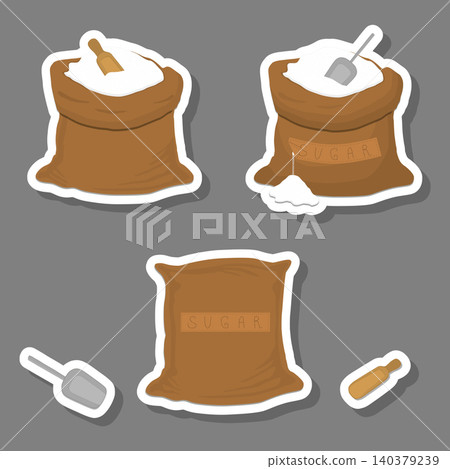 Illustration logo on theme big colored set different types sack Illustration logo on theme big colored set different types sack 140379239