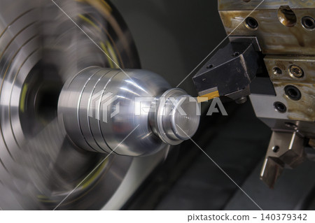 High-precision forming cutting process of metal shaft parts on an automated CNC lathe machine. High-precision forming cutting process of metal shaft parts on an automated CNC lathe machine. 140379342
