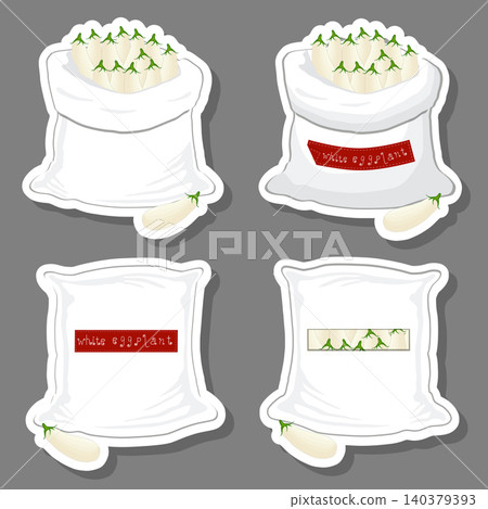 bags filled with whole vegetable white eggplant 140379393