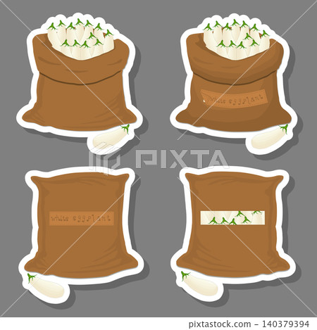 bags filled with whole vegetable white eggplant 140379394
