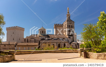 Notre Dame des Doms Cathedral Above Historic Avignon France Notre Dame des Doms Cathedral Above Historic Avignon France 140379419