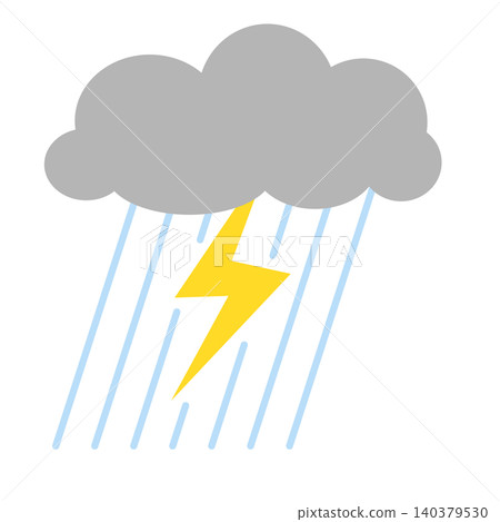 閃電、雲和雨的插圖 140379530