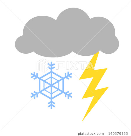 閃電、雲朵和雪花的插圖 閃電、雲朵和雪花的插圖 140379533
