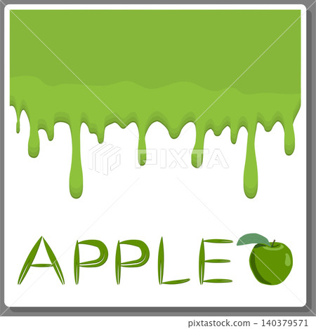 Illustration on theme falling runny apples drip at sugary cow milk Illustration on theme falling runny apples drip at sugary cow milk 140379571