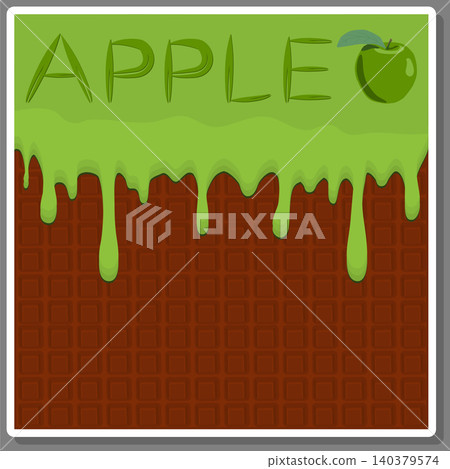 Illustration on theme falling runny apples drip at sugary waffle cookie Illustration on theme falling runny apples drip at sugary waffle cookie 140379574