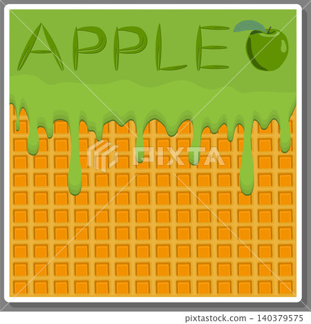 Illustration on theme falling runny apples drip at sugary waffle cookie Illustration on theme falling runny apples drip at sugary waffle cookie 140379575