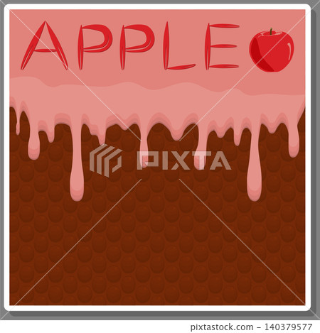 Illustration on theme falling runny apples drip at sugary waffle cookie Illustration on theme falling runny apples drip at sugary waffle cookie 140379577