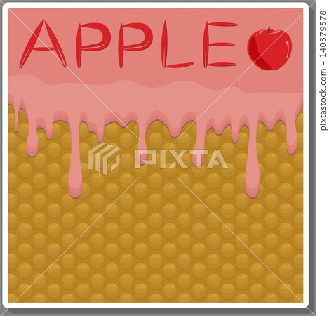 Illustration on theme falling runny apples drip at sugary waffle cookie Illustration on theme falling runny apples drip at sugary waffle cookie 140379578