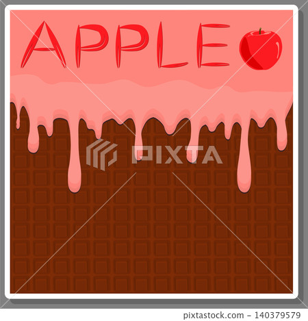 Illustration on theme falling runny apples drip at sugary waffle cookie Illustration on theme falling runny apples drip at sugary waffle cookie 140379579