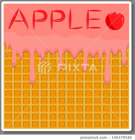 Illustration on theme falling runny apples drip at sugary waffle cookie Illustration on theme falling runny apples drip at sugary waffle cookie 140379580