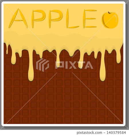 Illustration on theme falling runny apples drip at sugary waffle cookie Illustration on theme falling runny apples drip at sugary waffle cookie 140379584
