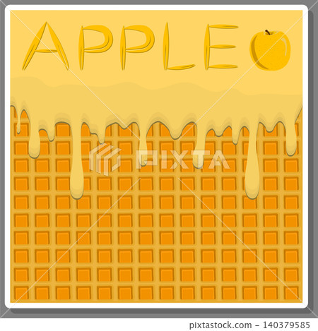 Illustration on theme falling runny apples drip at sugary waffle cookie Illustration on theme falling runny apples drip at sugary waffle cookie 140379585