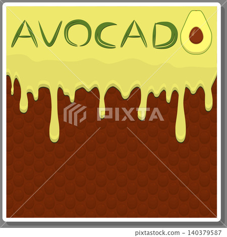 Illustration on theme falling runny avocado drip at sugary waffle cookie Illustration on theme falling runny avocado drip at sugary waffle cookie 140379587
