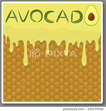 Illustration on theme falling runny avocado drip at sugary waffle cookie Illustration on theme falling runny avocado drip at sugary waffle cookie 140379588