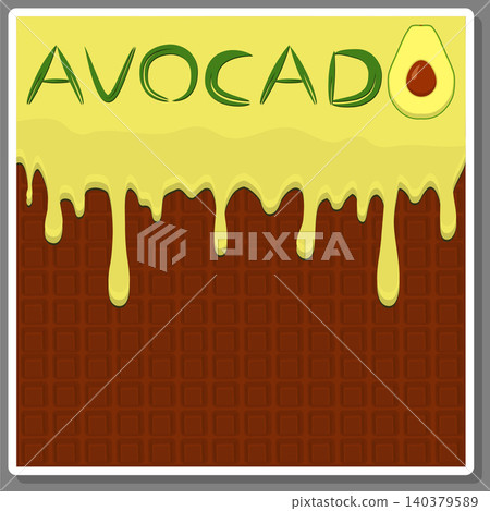 Illustration on theme falling runny avocado drip at sugary waffle cookie Illustration on theme falling runny avocado drip at sugary waffle cookie 140379589