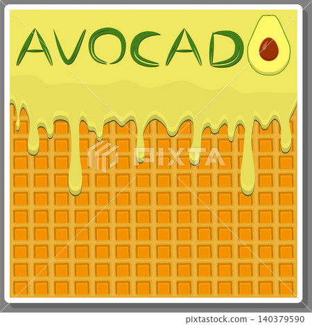 Illustration on theme falling runny avocado drip at sugary waffle cookie Illustration on theme falling runny avocado drip at sugary waffle cookie 140379590