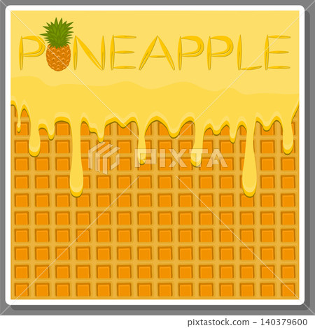 Illustration on theme falling runny pineapple drip at sugary waffle cookie Illustration on theme falling runny pineapple drip at sugary waffle cookie 140379600