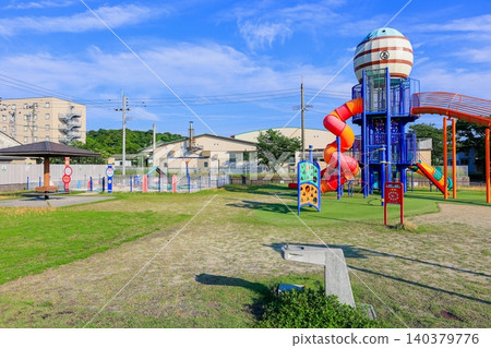 Large multi-purpose playground equipment and blue sky at Michi-no-Eki Tarumizu Hamabira (Tarutaru Park) 140379776